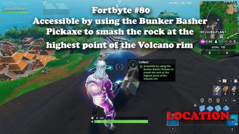 Fortbyte #80 - Accessible by using the Bunker Basher Pickaxe to smash the rock .. Volcano rim
