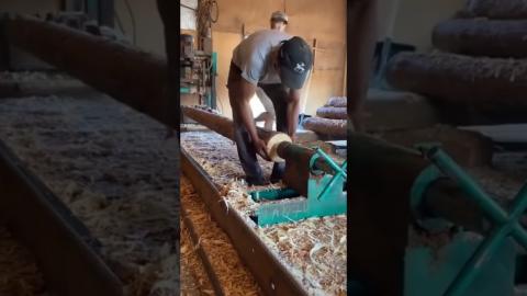 Check Out This Amazing Debarking Machine????????#satisfying #diy #shorts