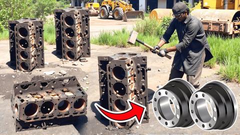 How To Turn an Engine Block into Brake Drums | Start to Finish by @Pakistani-Hands