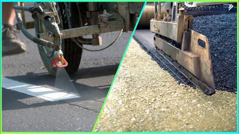 Amazing Road Construction Process. New Asphalt Driveway Machinery Technology WoodWorking Machines