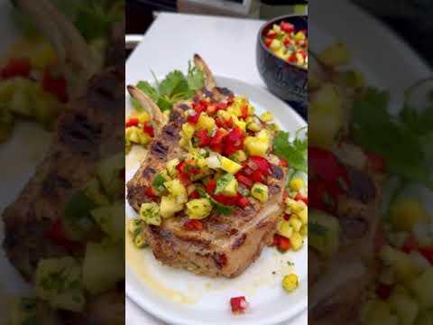 Grilled Mojo Pork Chops w Pineapple Salsa