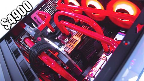 $4900 Satisfying Custom Water Cooled Gaming PC Build - Time Lapse