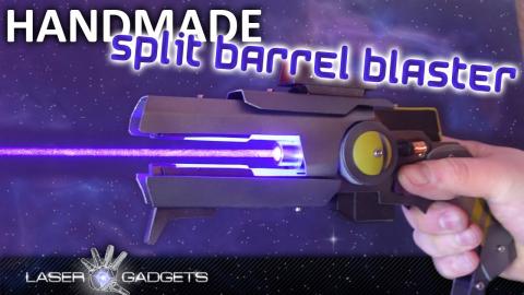 Glowing barrel cyberpunk laserblaster testing and demo