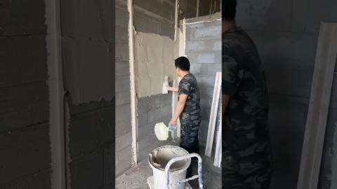 Trick: Plain Wall To Plastered Quickly #satisfying #shortvideo #youtubeshorts #viralvideo