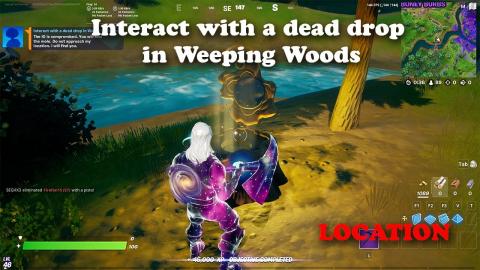Interact with a dead drop in Weeping Woods LOCATION