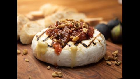 Grilled Brie with Pear and Fig Jam Recipe | Char-Broil®